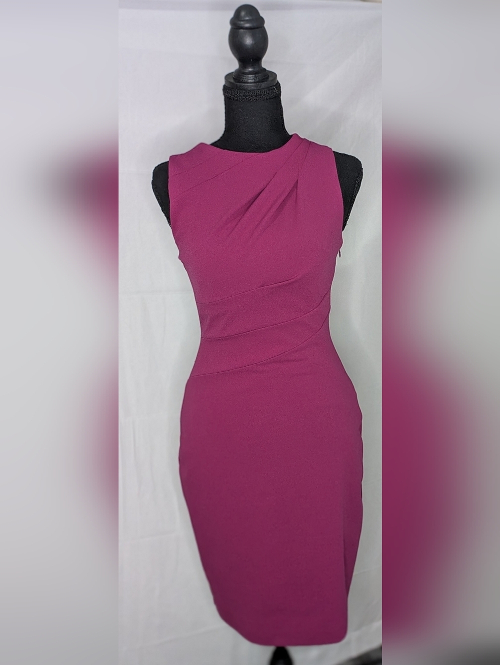Express Magenta Dress Pleated Sleeveless Sheath Size XS